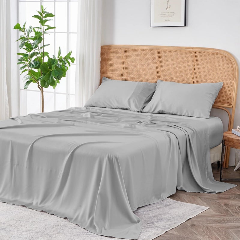 Sijo AiryWeight Tencel Sheet Set, 100% Lyocell Derived from Eucalyptus, Buttery Soft, Architectural Digest Best Cooling Sheets Winner - 3pc - 2 Pillowcases 1 Fitted (Dove, Queen) - Image 1